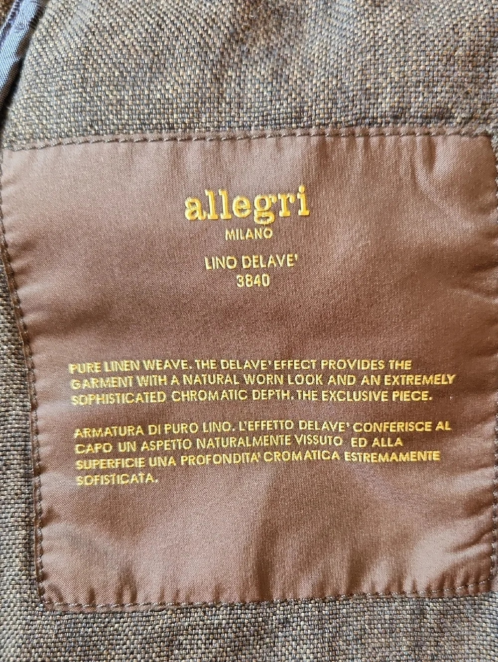 Allegri Milano Men's Black Brown Linen Blazer Vest Size 48EU/38US